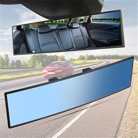 Rear View Mirror, Universal 11.81 Inch Panoramic Convex Rearview Interior - Picture 7 of 7